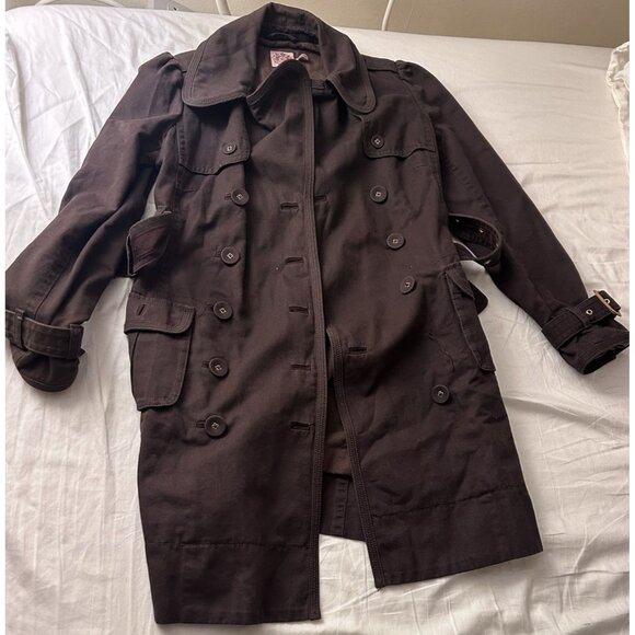 Juicy Couture George Raincoat Woman's Small Double Breasted Belted Brown - Picture 1 of 9
